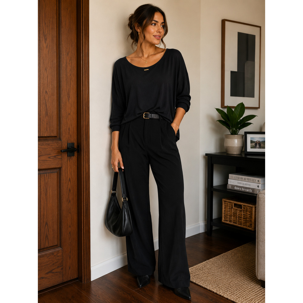 Michael Kors Black Dolman Sleeve Tunic Top Gold Logo Size L